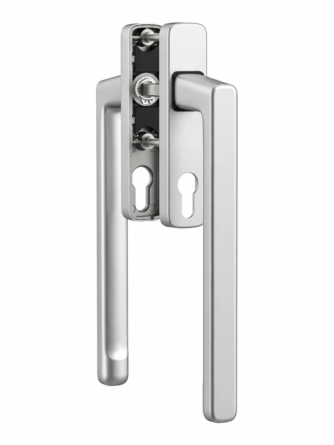 Sliding door handle and lock hardware detail