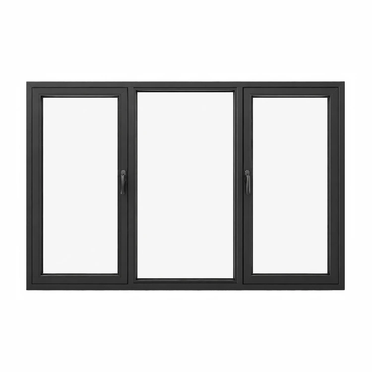 Black tilt-turn window with a lever handle, sash closed